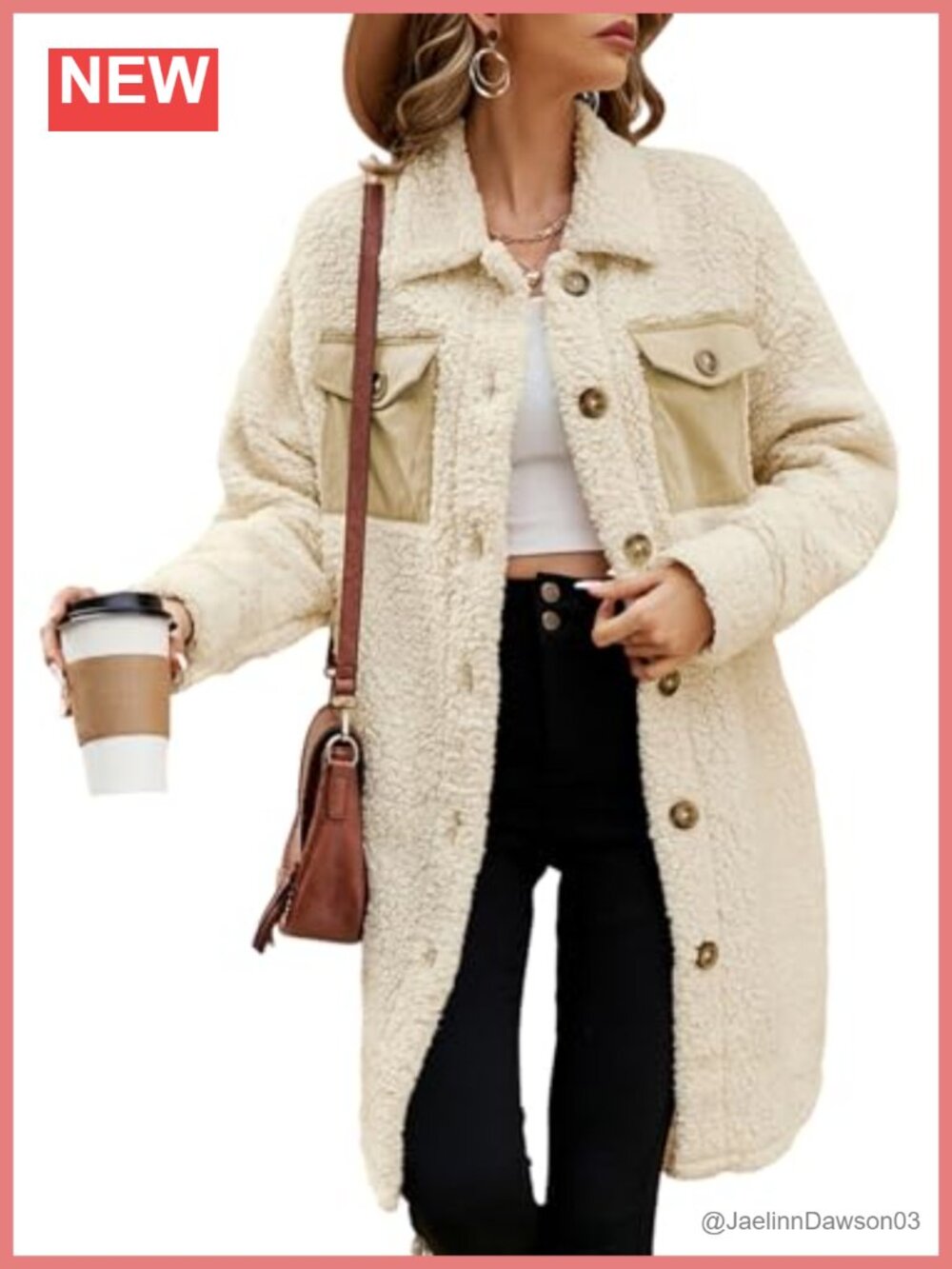 Fuzzy Fleece Faux Fur Teddy Coat Button Down Oversized Winter Jacket